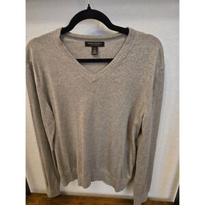 Banana Republic Luxury Mens Gray V Neck Sweater Size S Silk Cotton Cashmere